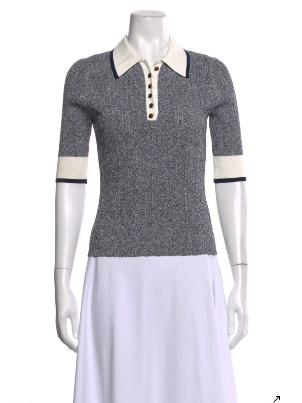 Veronica Beard Soza Polo top- navy multi